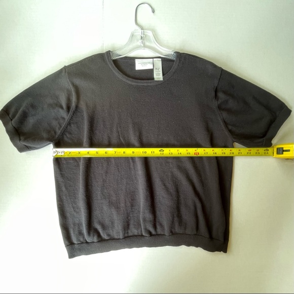 2 Elisabeth 1X Petite (1P) Short Sleeve Sweaters - one black / one navy blue - Picture 6 of 11